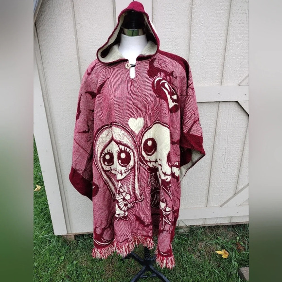 Andes hooded Poncho The Nightmare Before Christmas Jack And Sally Pumpkin OS - Picture 1 of 13